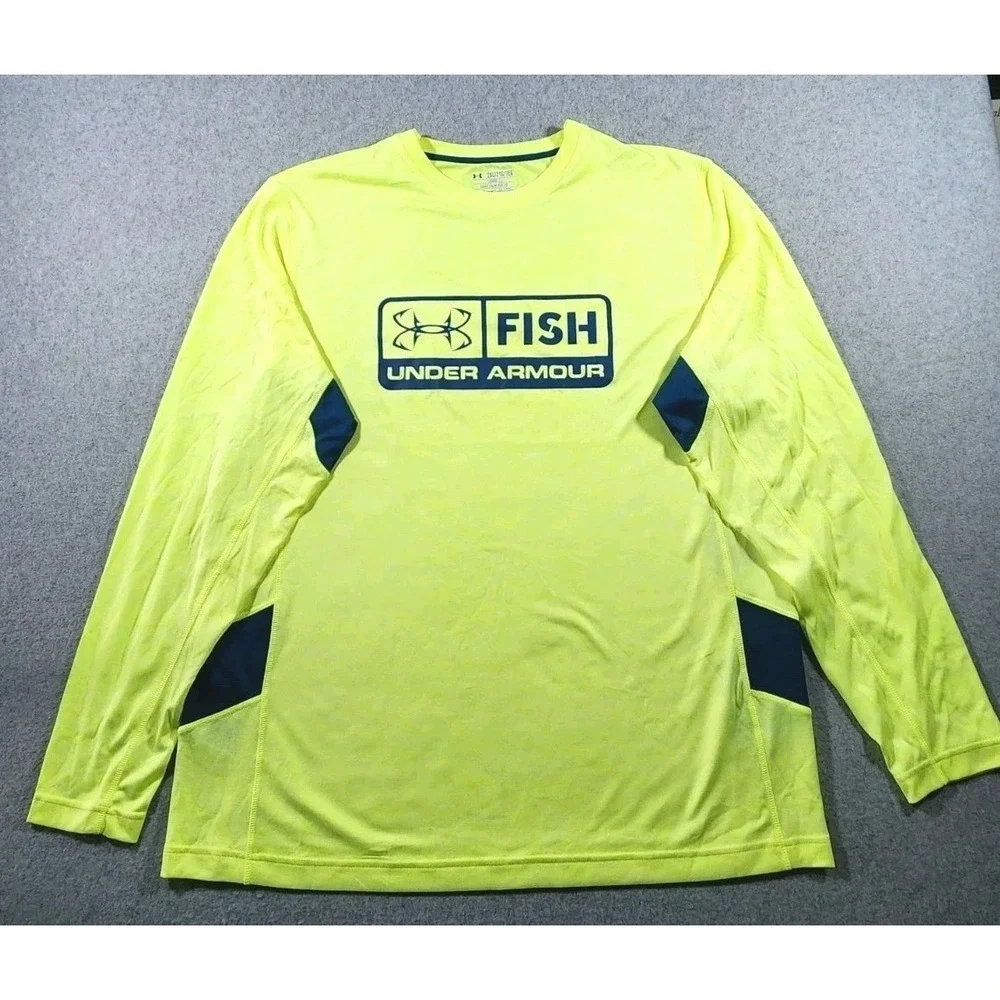 Under Armour Men's Athletic Fishing Shirt, Size 2XL, Yellow , Long Sleeve